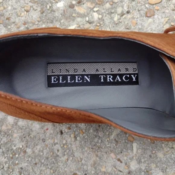 Vintage Ellen Tracy Italy Brown Suede Oxford Heel Shoes 10M NWOT Quiet Luxury - Picture 3 of 8